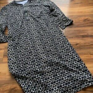 J. McLaughlin long sleeve Elegant Black and White Patterned Dress L